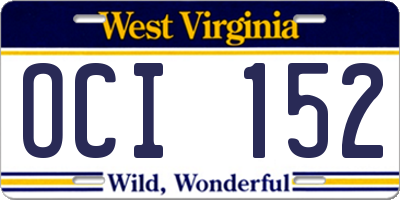 WV license plate OCI152
