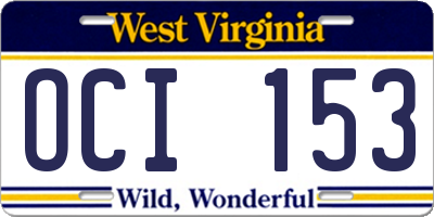 WV license plate OCI153