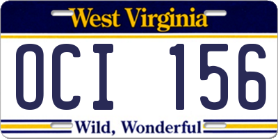 WV license plate OCI156