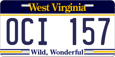 WV license plate OCI157