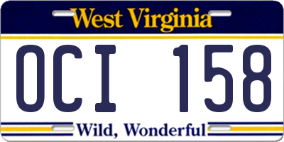 WV license plate OCI158