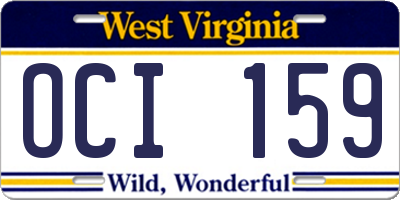 WV license plate OCI159
