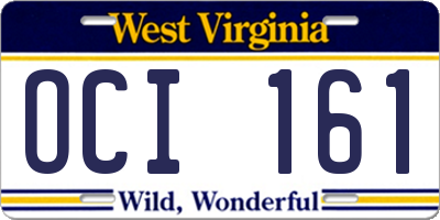 WV license plate OCI161
