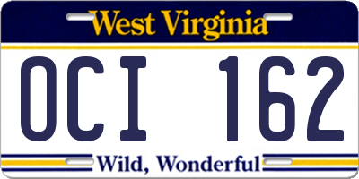 WV license plate OCI162