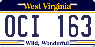 WV license plate OCI163