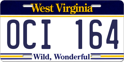 WV license plate OCI164