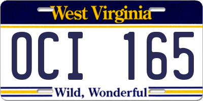 WV license plate OCI165