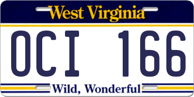 WV license plate OCI166