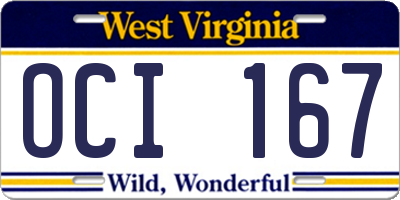 WV license plate OCI167
