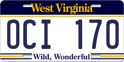 WV license plate OCI170