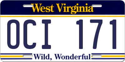 WV license plate OCI171