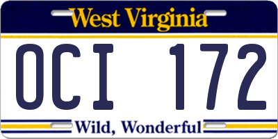 WV license plate OCI172
