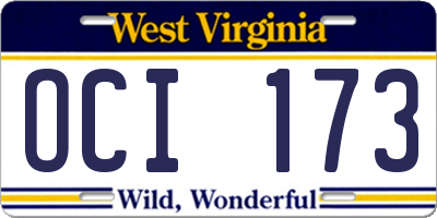 WV license plate OCI173