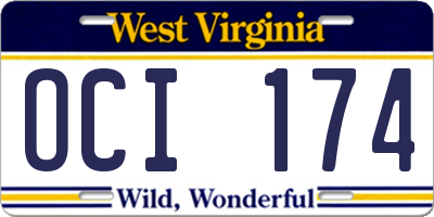 WV license plate OCI174