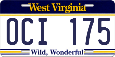 WV license plate OCI175
