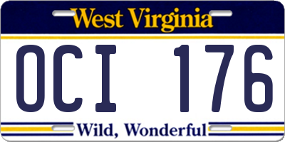 WV license plate OCI176