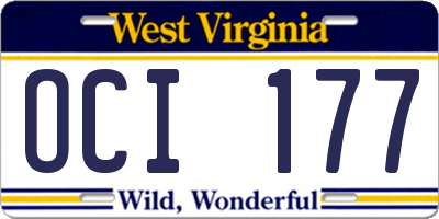 WV license plate OCI177