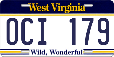WV license plate OCI179