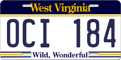 WV license plate OCI184