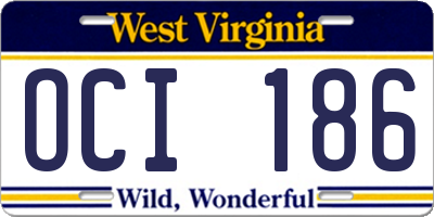 WV license plate OCI186
