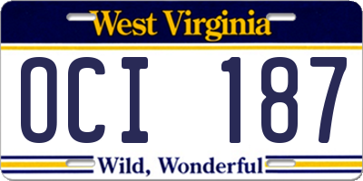 WV license plate OCI187