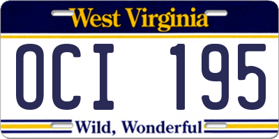 WV license plate OCI195