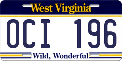 WV license plate OCI196