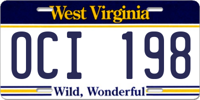 WV license plate OCI198