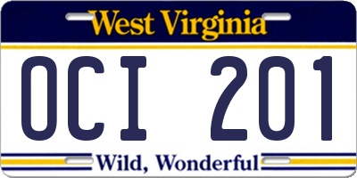 WV license plate OCI201