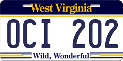 WV license plate OCI202