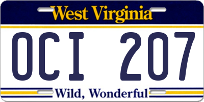 WV license plate OCI207