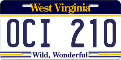 WV license plate OCI210