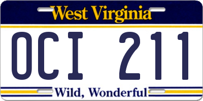 WV license plate OCI211