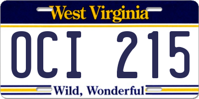 WV license plate OCI215
