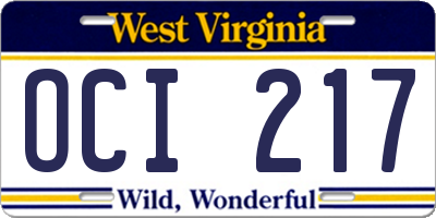 WV license plate OCI217