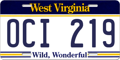 WV license plate OCI219