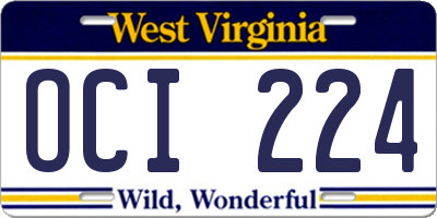 WV license plate OCI224