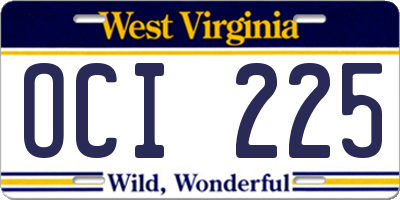 WV license plate OCI225