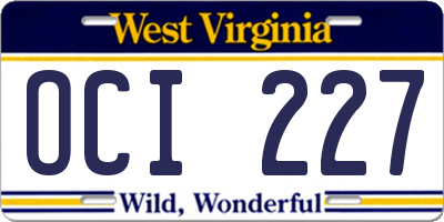 WV license plate OCI227