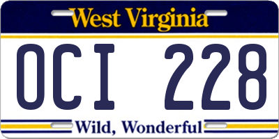 WV license plate OCI228