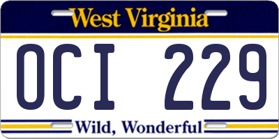 WV license plate OCI229