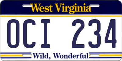 WV license plate OCI234