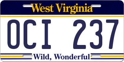 WV license plate OCI237