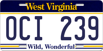 WV license plate OCI239
