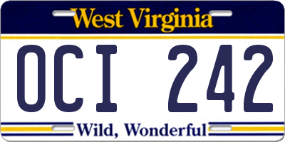 WV license plate OCI242