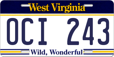 WV license plate OCI243