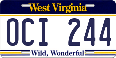 WV license plate OCI244