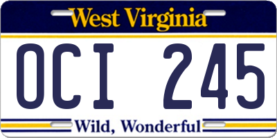 WV license plate OCI245