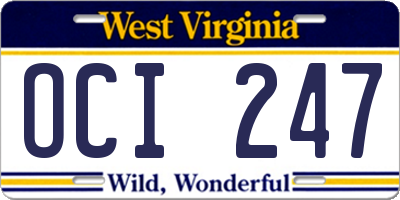 WV license plate OCI247