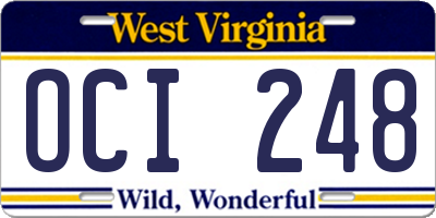 WV license plate OCI248